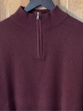 Men's Cashmere Half-Zip Pullover Sweater - Burgundy